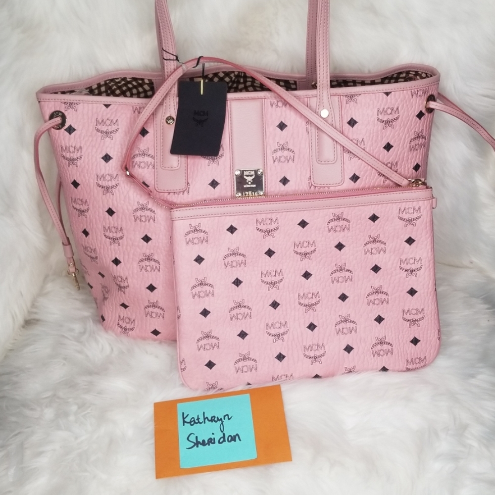 NWT MCM VICETOS POWDER PINK MEDIUM TOTE REVERSIBLE - Picture 4 of 8